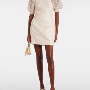 ROTATE Birger Christensen White Lace Puff Sleeve Mini Dress – Bridal / Rehearsal